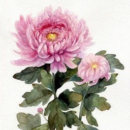 Рисуем нежно-розовую хризантему