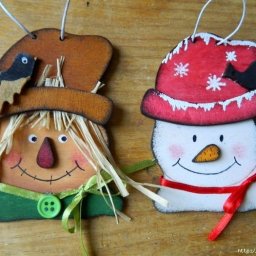 ​Новогодние подвески Пугало и Снеговик