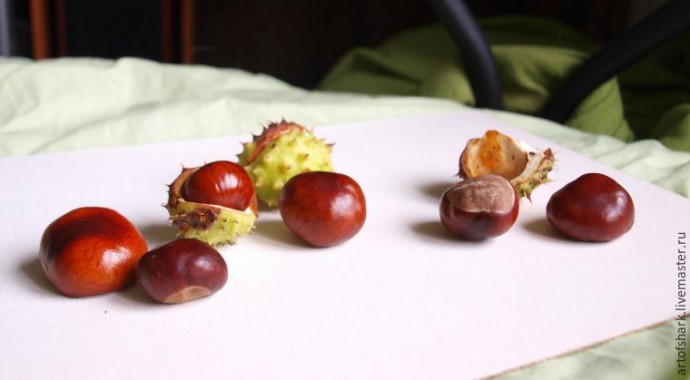 Рисуем каштаны акварелью Рисуем каштаны акварелью