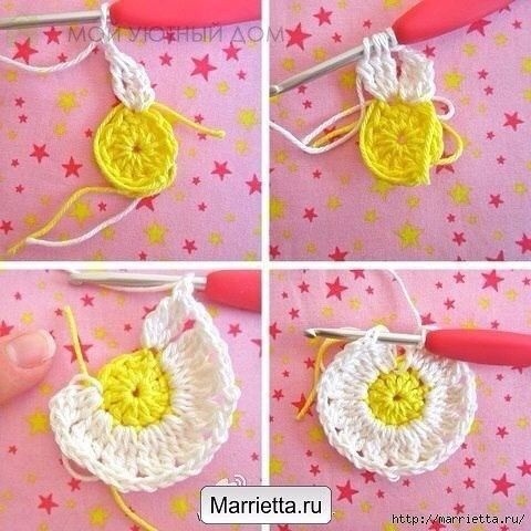Ромашковые плед крючком