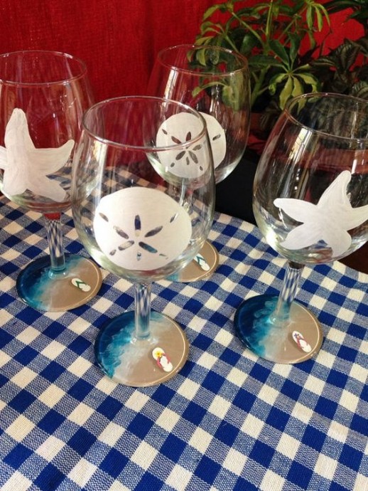 Расписываем бокалы в морском стиле Расписываем бокалы в морском стиле