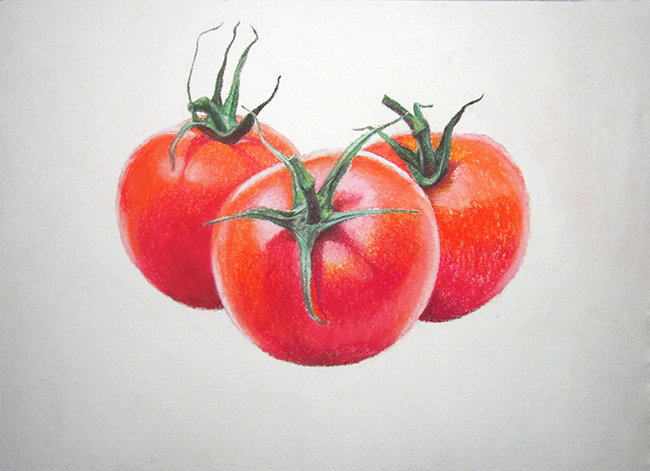 Рисуем сочные помидоры пастелью