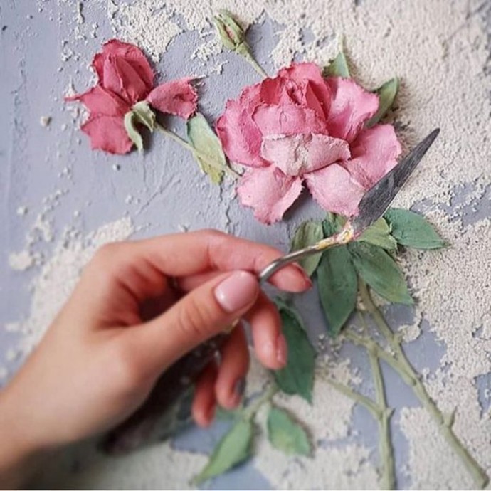 Цветы из декоративной штукатурки