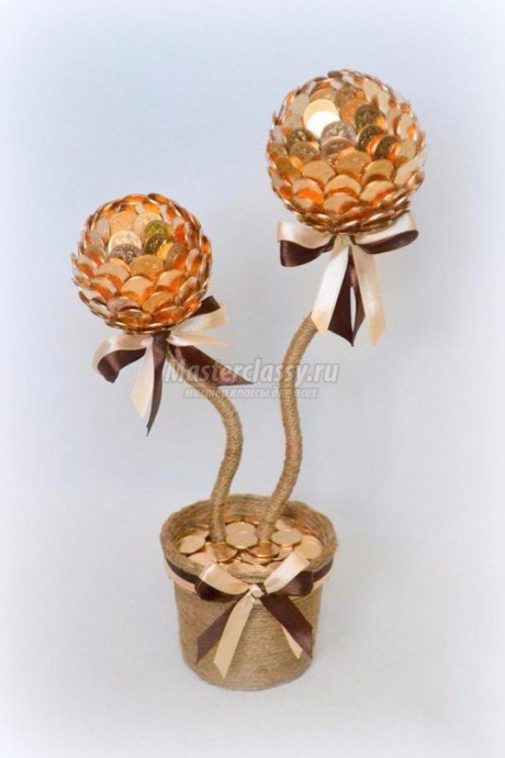 Денежный топиарий для привлечения удачи Денежный топиарий для привлечения удачи