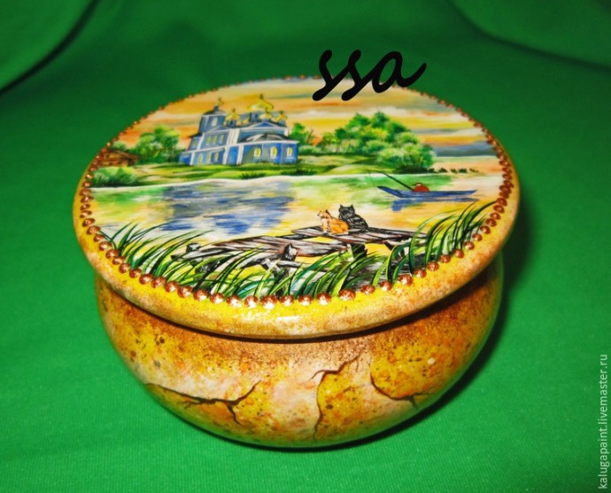 Расписываем шкатулочку с пейзажем и имитацией камня Расписываем шкатулочку с пейзажем и имитацией камня