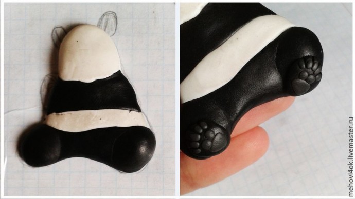 Лепим милую брошку-панду из полимерной глины