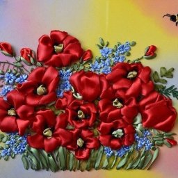 ​Прекрасные картины из атласных лент