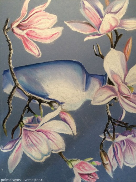 Рисование пастелью магнолии Рисование пастелью магнолии