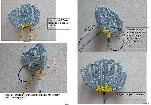 Анютины глазки из бисера