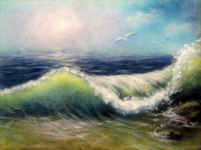 Шерстяная живопись: море