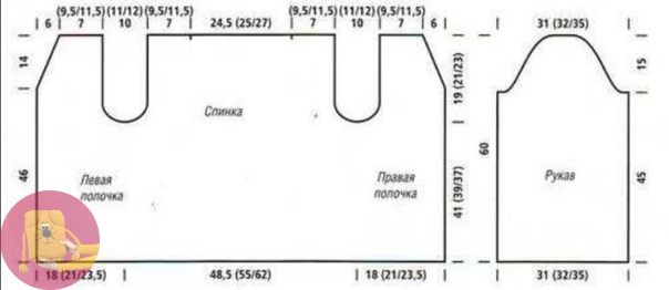 Жакет спицами на одной пуговице