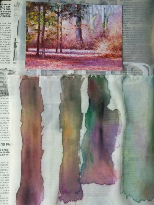 Вышитая картина "Розовый лес"