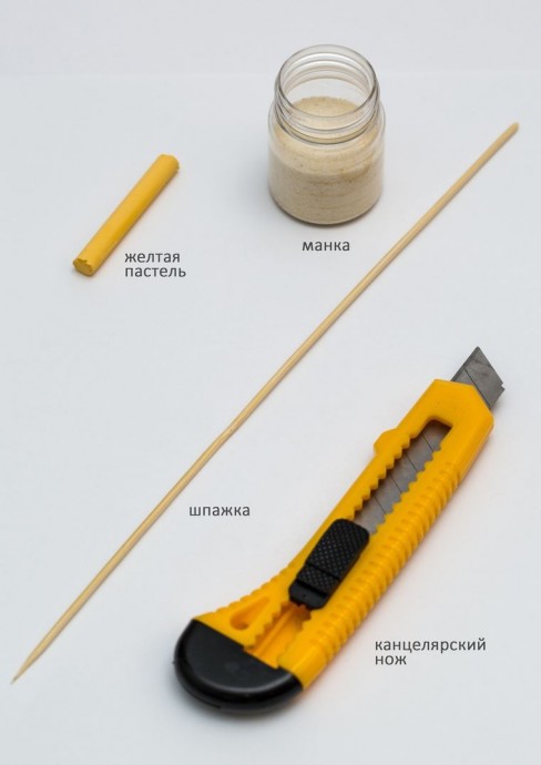 Как покрасить манку для цветочных тычинок