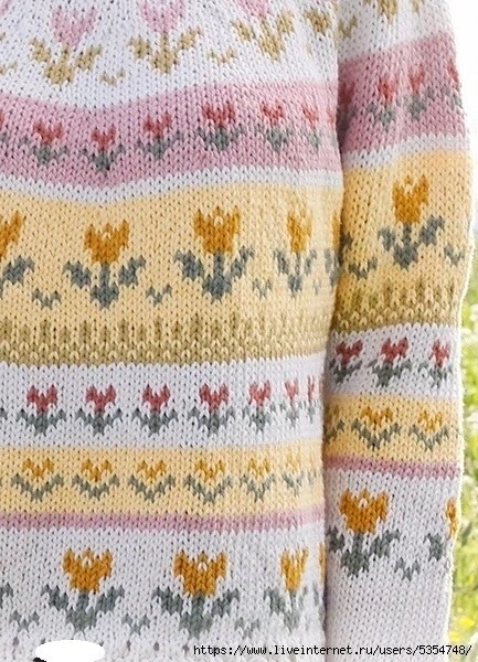 Джемпер спицами "Тюльпанчики"