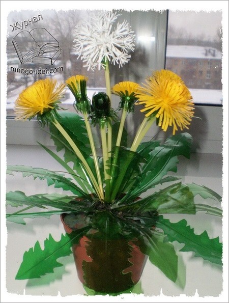 Одуванчик из бутылок