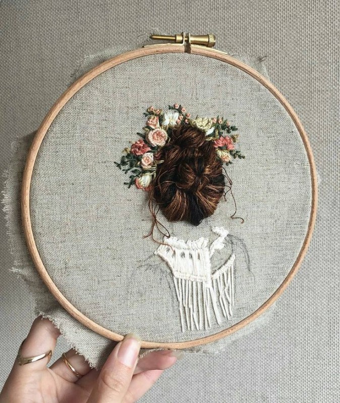 Вышивки с объемными волосами: новые идеи