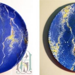 Имитация декоративного камня на керамической тарелке