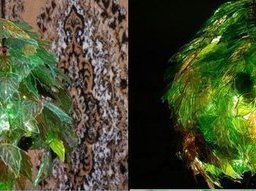 ​Абажур в виде листьев из пластиковых бутылок