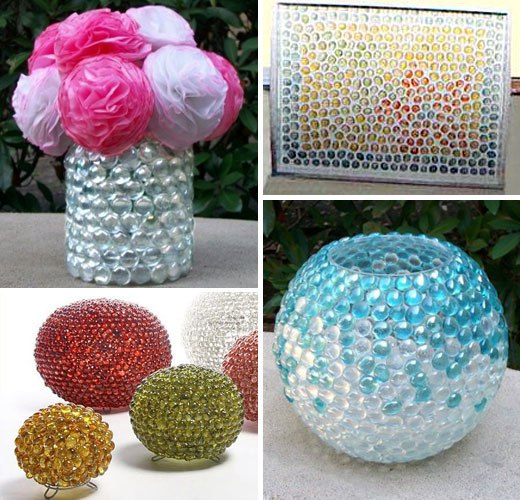Декоративная ваза с помощью стеклянных шаров