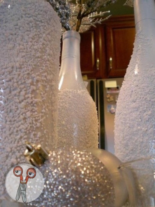 Декорированные крупной солью бутылки