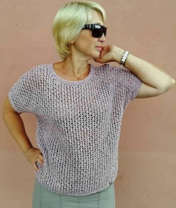 Топ узором "сеточка" спицами Топ узором "сеточка" спицами