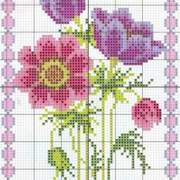 Небольшие схемы для вышивки цветами чехлов и футляров