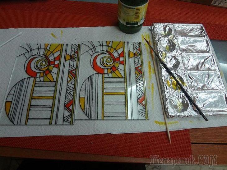 Роспись фонаря витражными красками Роспись фонаря витражными красками