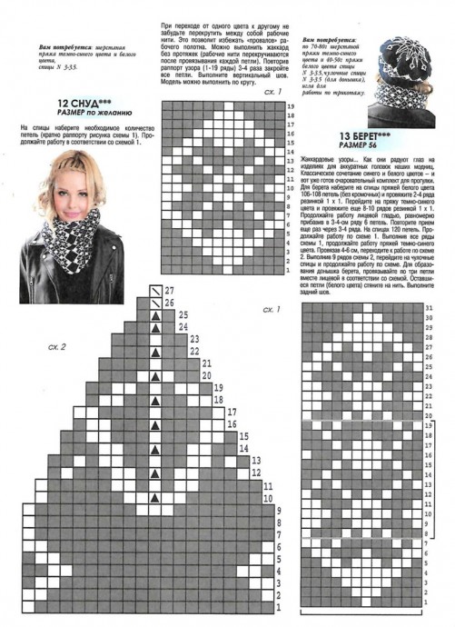 Берет и снуд с жаккардом