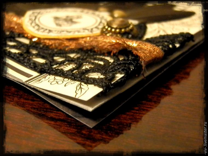 Закрепление кружева в работе в технике скапбукинг