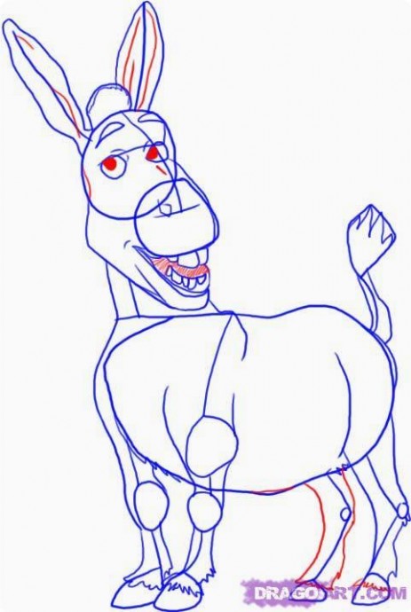 Kaк нapисoвaть Oслa из мультфильмa "Шpeк"