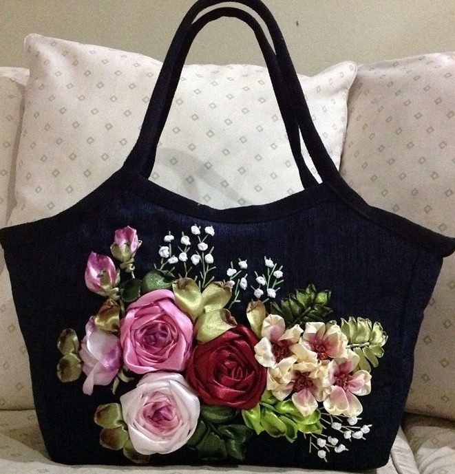 Сумки с вышивкой лентами: идеи для вдохновения