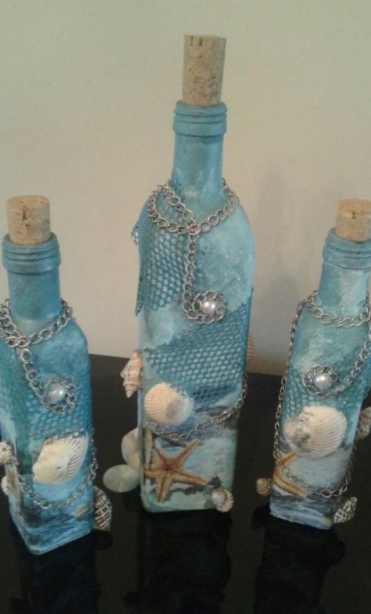 Интерьерные бутылки в морской тематике Интерьерные бутылки в морской тематике