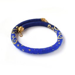 Невероятно красивый жгут в синих тонах с золотым узором