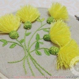 Объемная вышивка: одуванчики