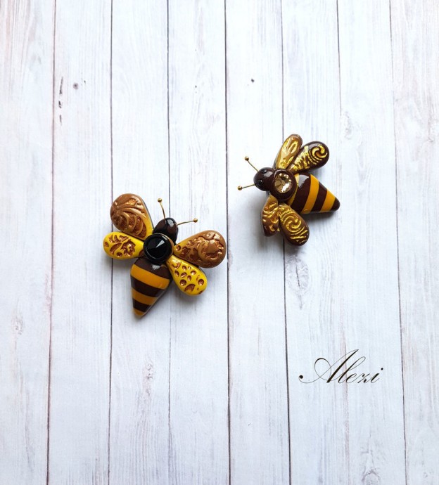 Брошь "Пчелка" из полимерной глины