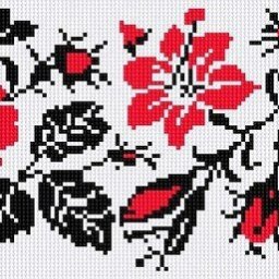 ​Вышивка крестом цветочных бордюров