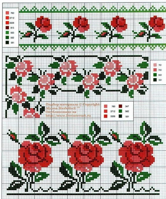 Вышивка крестом цветочных бордюров Вышивка крестом цветочных бордюров