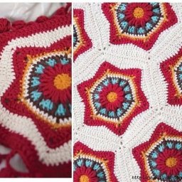 Покрывало из шестиугольных мотивов