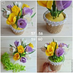 Крокусы из фоамирана в горшочке