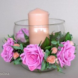 Подсвечник с розами из фоамирана