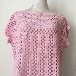 Топ в полоску с ажурным узором