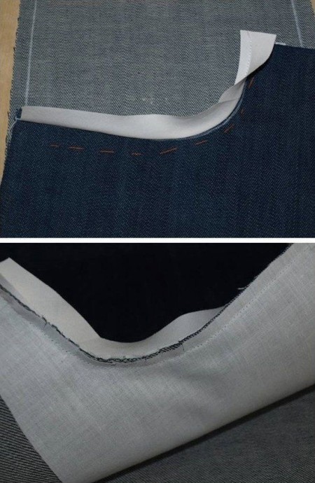 Обработка боковых карманов на джинсах