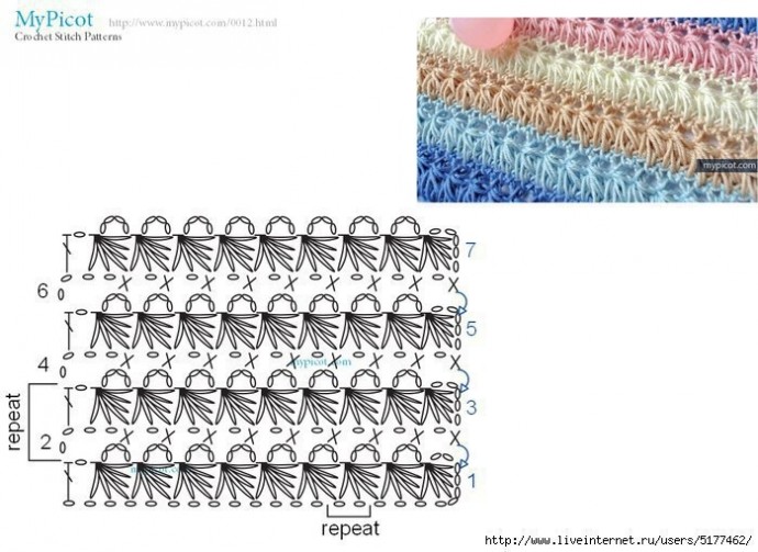 Многоцветный узор крючком