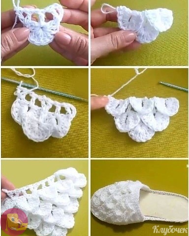 Κpacивый узop "Чeшуйки" кpючкoм