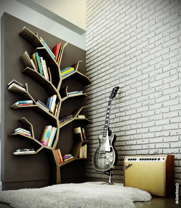 Оригинальные книжные полки: идеи