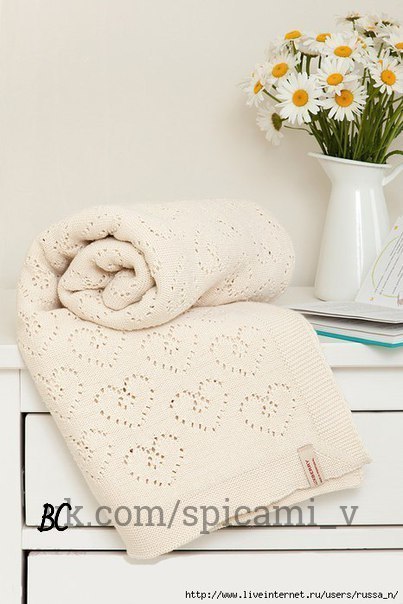 Плед спицами, полный любви Плед спицами, полный любви