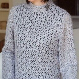 Серый нарядный джемпер крючком