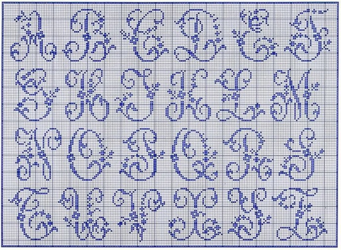 Схемы вышивки букв