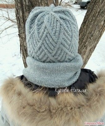 Интересный узор с ромбами для шарфов и шапок