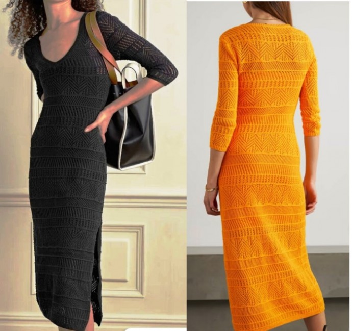 Ажурные топ, пуловер и платье